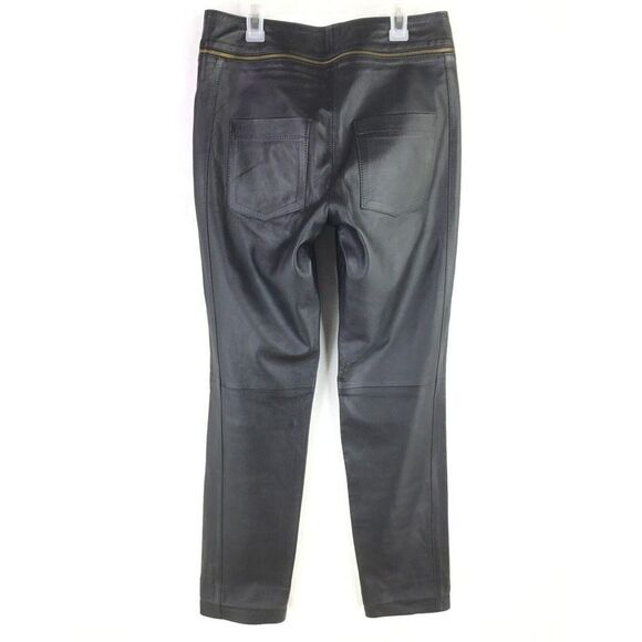 Lilly Sarti Lambskin Leather Moto Pants Size 40 Black Gold Designer Brazil - Picture 7 of 11
